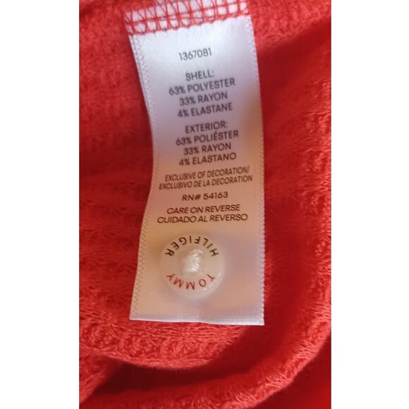 NWT Tommy Hilfiger Red Tie Front Waffle Knit Cardigan Sweater Women's Small - Picture 5 of 6